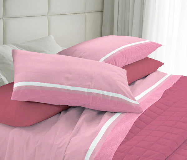 Set Lenzuola in Cotone Sopra Sotto e Federe Cober Belfast Rosa Varie Misure sconto