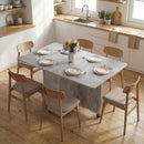 Tavolo da Pranzo Pieghevole 140x76x74 cm con Ruote con 2 Cassetti 2 Ante e Armadietto in Legno Grigio Cemento      