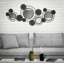 Pannello Specchio Dark Round 117x5,5x49 cm in Ferro Nero e Grigio