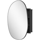 Armadietto da Bagno Mobile Sospeso con Specchio 61x12x79 cm in Vetro e Metallo Nero      