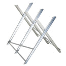 Cavalletto Taglialegna 83x83x79 cm Pieghevole e Triangolare in Metallo con Denti Seghettati Argento      