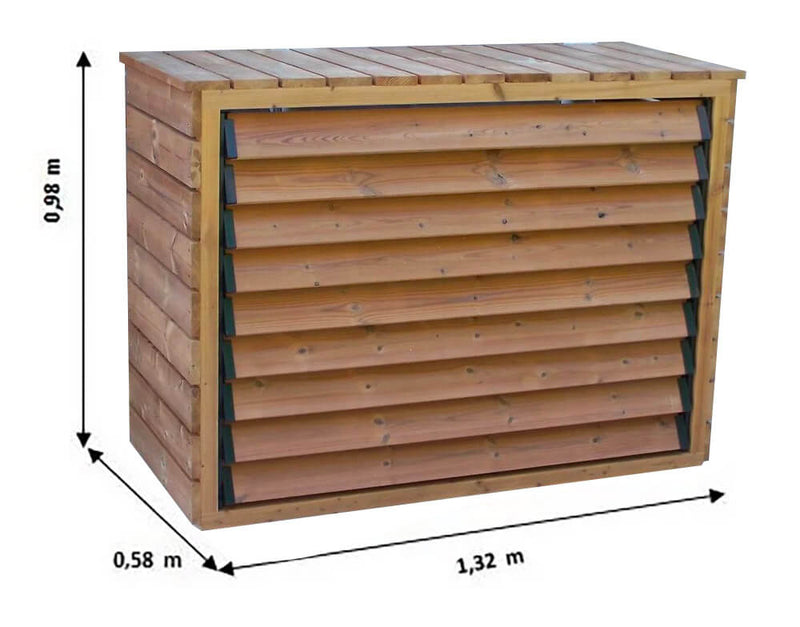 Copri Condizionatore con Veneziane Mobili 132x58x98 cm in Legno Abete Termo Trattato