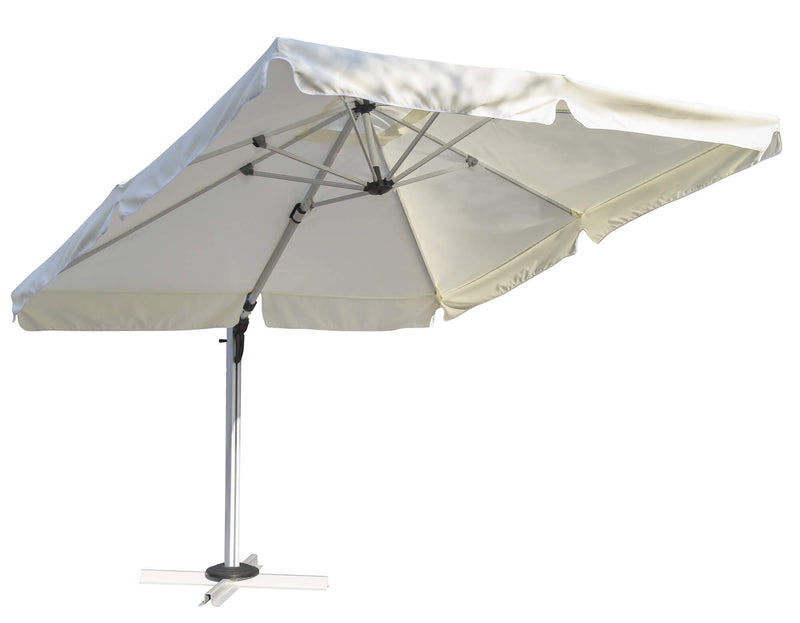 Ombrellone da Giardino Decentrato 3x3m in Alluminio e Poliestere Bianco