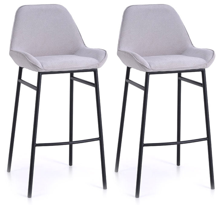 Set 2 Sgabelli 49,5x41x105 cm in Similpelle Grigio Chiaro