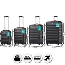 Set 4 Valigie Rigide Trolley Easy Roll Bagaglio a Mano e Stiva da Viaggio in ABS Nero      