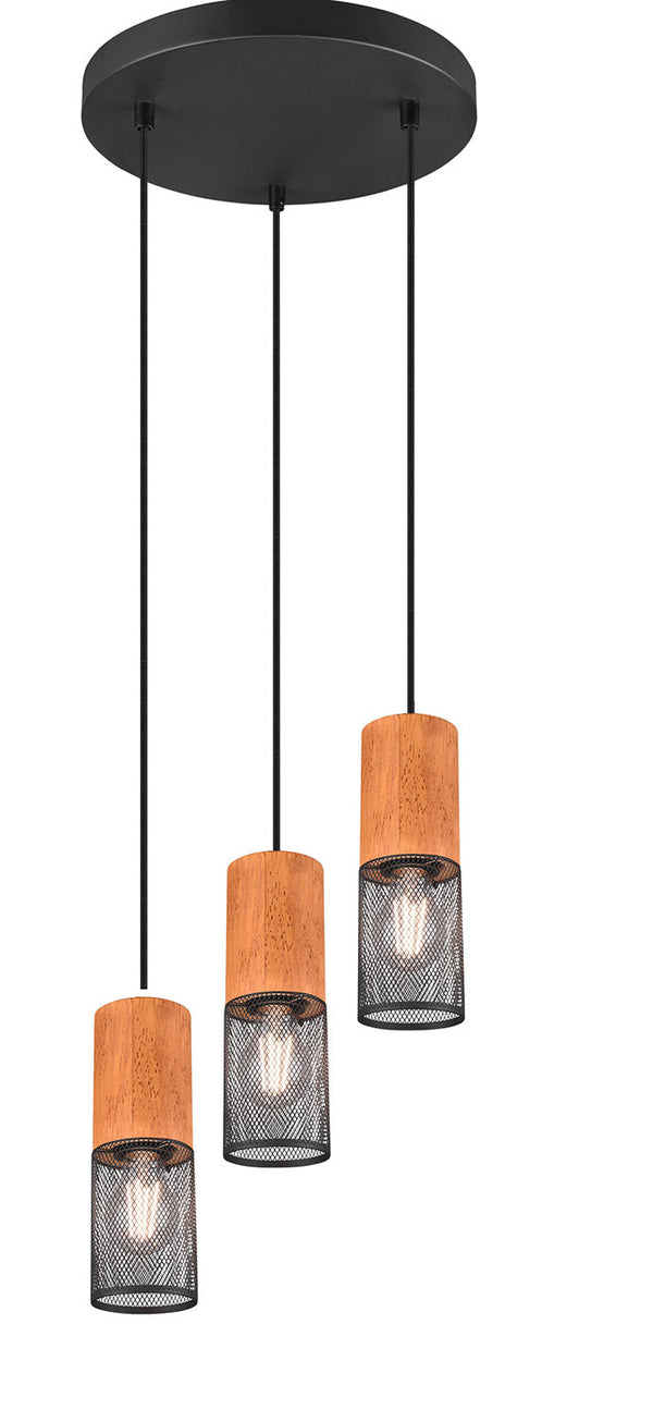 sconto Lampada a Sospensione da Interno Attacco E27 in Metallo Nero Opaco