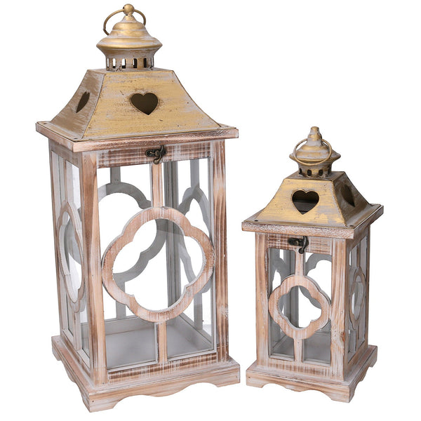 Set 2 Lanterne in Legno naturale sconto