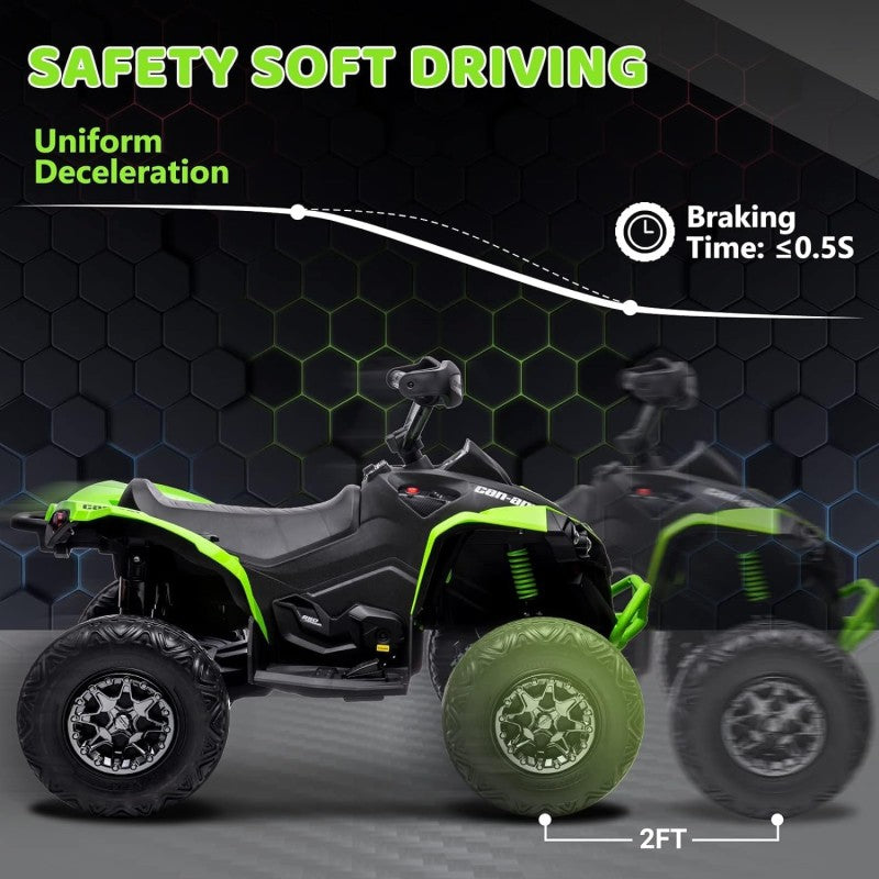 Quad Elettrico per Bambini Licenza Can-Am Renegade 12V ATV Telecomando e Ammortizzatori Verde  