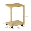 Tavolino Multiuso per Divano e Letto 39x35,5x59 cm con Ruote in Bambù Naturale