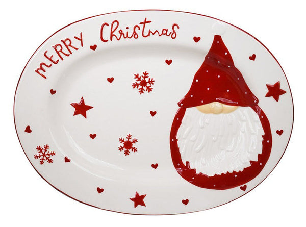 Piatto Ovale Natalizio 40x30 cm Merry Christmas prezzo