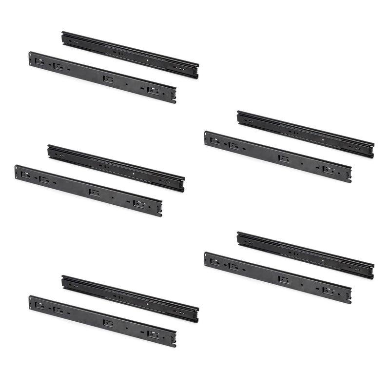 Set 5 Coppie Guide a Sfera per Cassetti 45x500 mm in Acciaio Emuca Nero