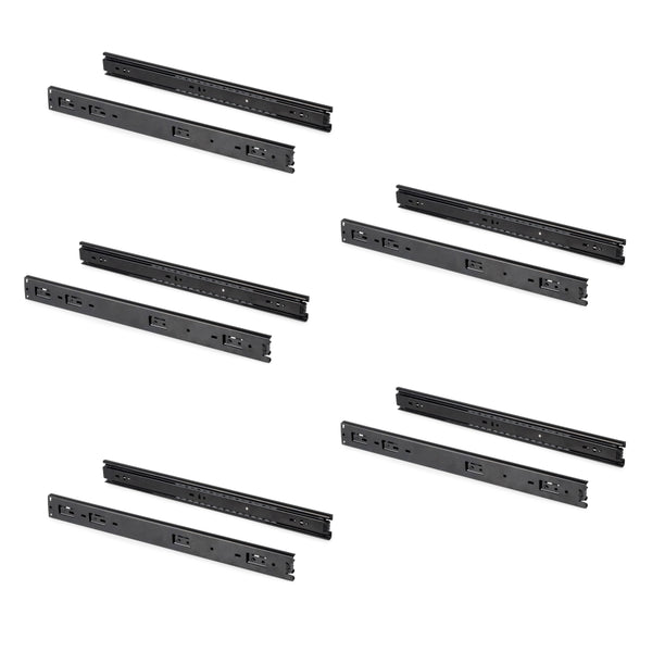 Set 5 Coppie Guide a Sfera per Cassetti 45x600 mm in Acciaio Emuca Nero online