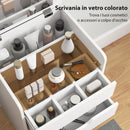 Tavolo da Trucco 3 in 1 con Specchio 50x40x78 cm Vano 2 Cassetti e Sgabello in Legno Bianco      
