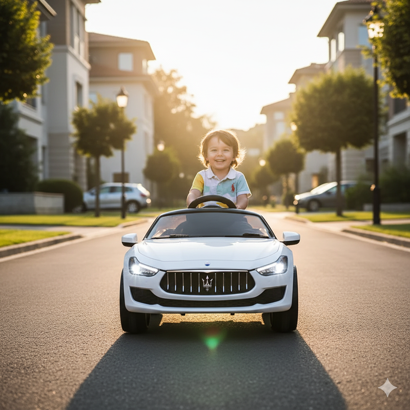 Macchina Elettrica per Bambini 12V con Licenza Maserati Ghibli Bianca