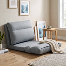 Poltrona da Terra Pieghevole 3 in 1 70x41x56 cm Trasformabile in Chaise Longue e Letto in Tessuto Effetto Lino Grigio      
