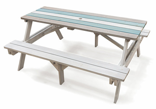 Set Birreria da Giardino Tavolo e 2 Panche in Legno Soriani Bianco prezzo