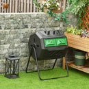 Compostiera da Giardino Girevole 71x65x96 cm a 2 Sezioni con 8 Prese d'Aria Acciaio e PP Nero      