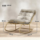 Sedia Dondolo da Esterno 70x113x76 cm Cuscino Imbottito in Acciaio e Poliestere Cachi      