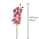 Set 2 Rami Artificiali Cymbidium Real Touch con 10 Fiori e 2 Bocci H 92 cm
