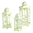 Set 3 Lanterne da Giardino in Metallo 24x20,5H50cm Esagono Crema