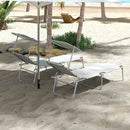 Set 2 Sdraio da Giardino 187x58x36 cm Pieghevoli con Tettuccio Regolabile in Tessuto Oxford e Metallo Grigio Chiaro      