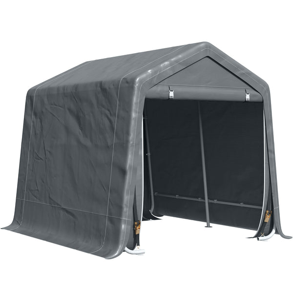 online Tendone Garage per Auto Attrezzi 280x240x240 cm in Metallo e Tessuto Polietilene Grigio