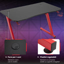 Scrivania Gaming 120x65x74,5 cm in Legno e Acciaio  Rosso e Nera