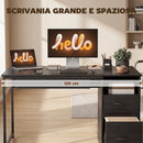 Scrivania da Ufficio Salvaspazio 120x52,3x76 cm con Cassetti in Legno e Acciaio Nero      