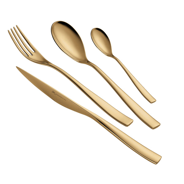 acquista Servizio Set di Posate 24 Pezzi in Acciaio 18/10 PVD Eme Etoile Gold
