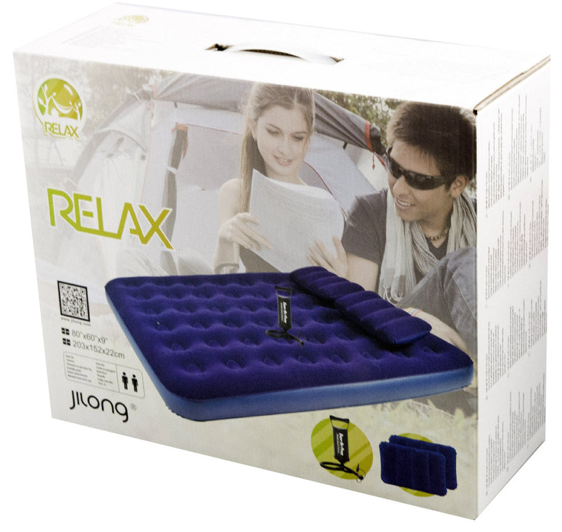 Materasso Gonfiabile Matrimoniale da Campeggio 203x152x22 cm Jilong Blu
