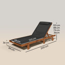 Lettino Prendisole 84x200x101 cm Schienale Regolabile su 4 Posizioni in Legno e Textilene Nero  