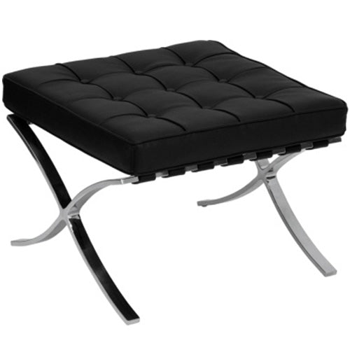 Pouf Barcellona in Acciaio Lucidato e Vera Pelle Nero 63X57X42Cm Stones Catalogna Om/075/Np acquista