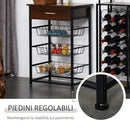 Mobiletto da Cucina 3 Cestelli 1 Cassetto 60x40x86,3 cm in Metallo Marrone e Nero