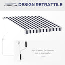 Tenda da Sole Avvolgibile a Parete Manuale a Righe Blu e bianco 2.5x2m 