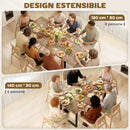 Tavolo da Pranzo Industriale per 6-8 Persone 180x80x75 cm con Ribalta Rotonda in Legno e Acciaio      