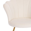 Sedia Relax con Schienale e Seduta in Velluto Beige Struttura Metallo