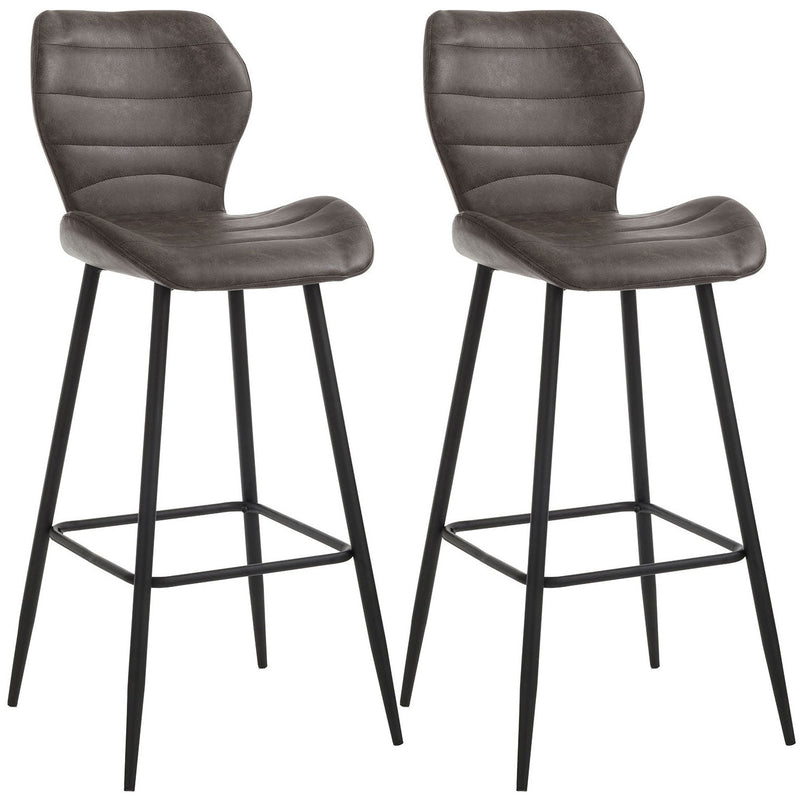 Set 2 Sgabelli 44,5x46x107,5 cm in Similpelle Marrone