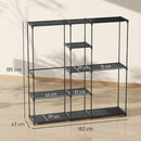 Armadio Guardaroba 182x43x185 cm con 8 Ripiani e 3 Aste per Appendere in Tessuto Nero      