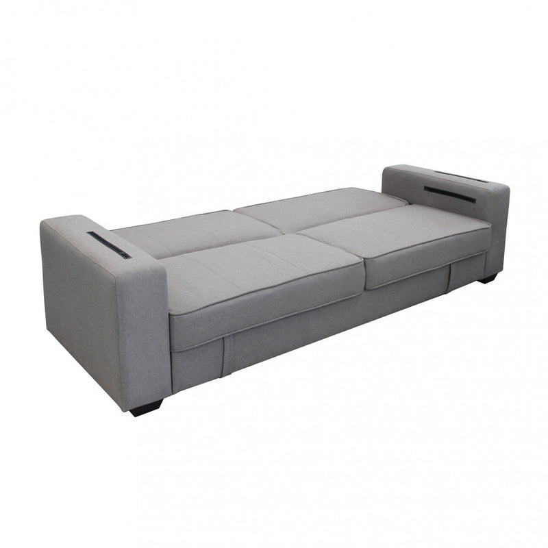 Divano Letto Darell 228x85x89 cm in Tessuto Grigio chiaro