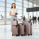 Set 4 Bagagli da Viaggio Trolley Rigido Easy Roll e Beauty Case in ABS Rosa