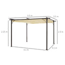 Pergola da Giardino Retraibile 3,5x3,5x2,3 m Nera e Beige 