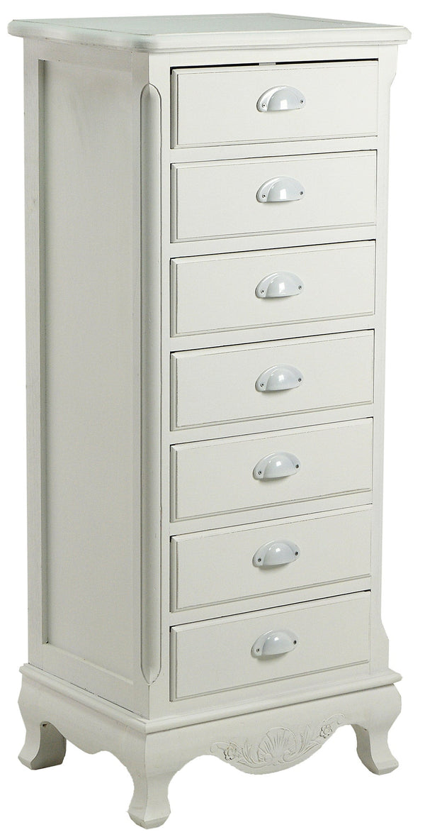 online Cassettiera in Legno 7 Cassetti Basilea Bianco Anticato