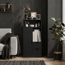 Mobile Bagno Slim 50x25x100 cm con Cassetti Ripiani Aperti e Armadietto in Truciolato Nero      