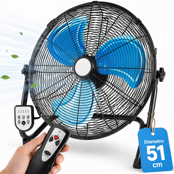 acquista Ventilatore da Terra Pale Ø51 cm con Telecomando Silenzioso Inclinazione Regolabile Nero