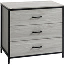 Cassettiera 3 Cassetti 80x48x78 cm in Legno e Acciaio Grigio Chiaro