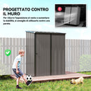Casetta da Giardino 161,5x94,5x196 cm Porta Attrezzi con Catenaccio in Acciaio Grigio Chiaro      