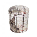 Set 2 Pouf Contenitore Tondo in MDF Torre Eiffel