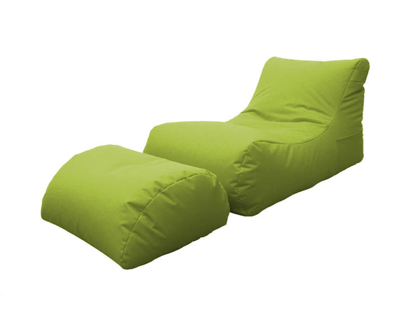 sconto Poltrona Pouf Chaise Longue con Poggiapiedi in Poliestere Verde Avalli