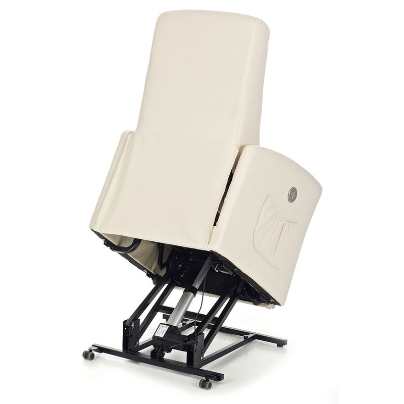 Poltrona Relax Reclinabile a Motore in Cuoio Ludovica Crema