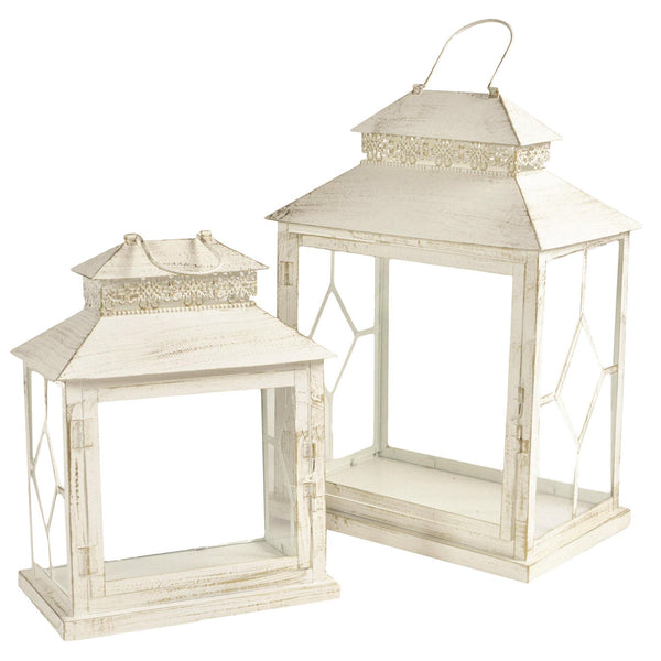 online Set 2 Lanterne in Metallo crema rettangolare